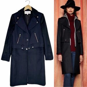 Veronica Beard Alcott Vest Black Cashmere Virgin Wool Blend Coat Size 6